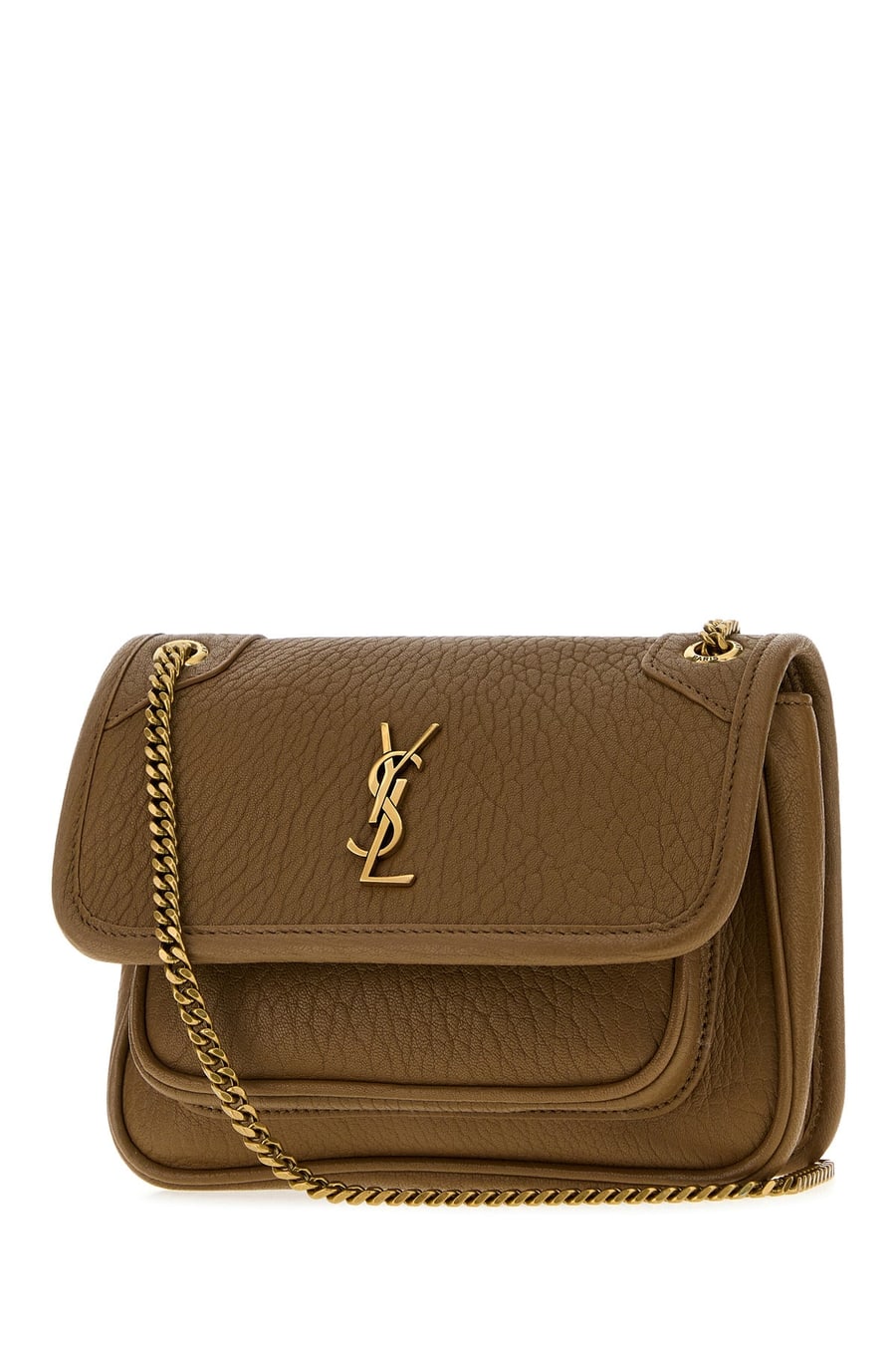 Saint Laurent Borsa a tracolla Niki mini in pelle marrone, view 2