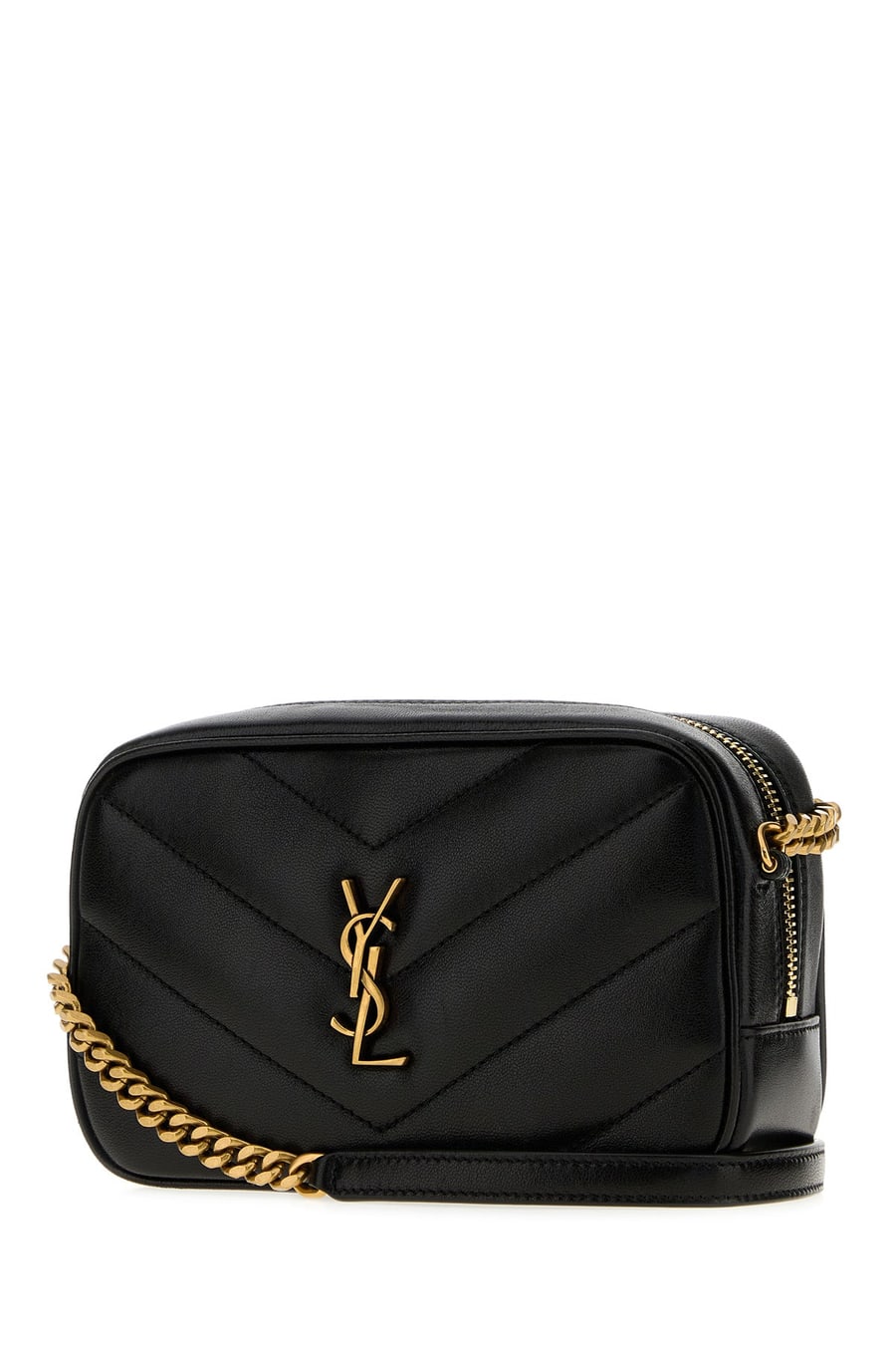 Saint Laurent Borsa a tracolla LouLou mini in pelle nera, view 2