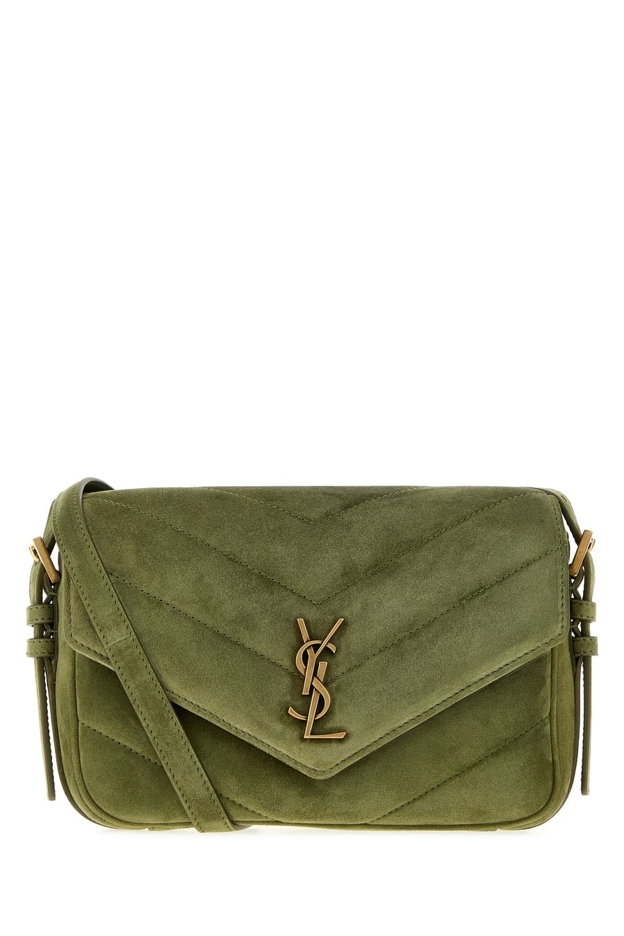 Saint Laurent Borsa a tracolla LouLou Toy in pelle scamosciata verde