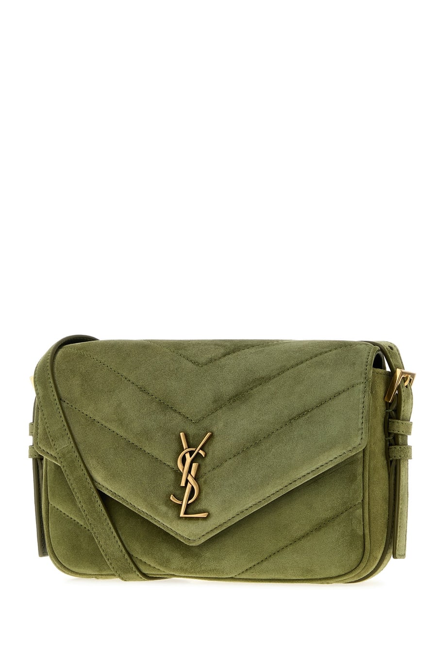 Saint Laurent Borsa a tracolla LouLou Toy in pelle scamosciata verde, view 2