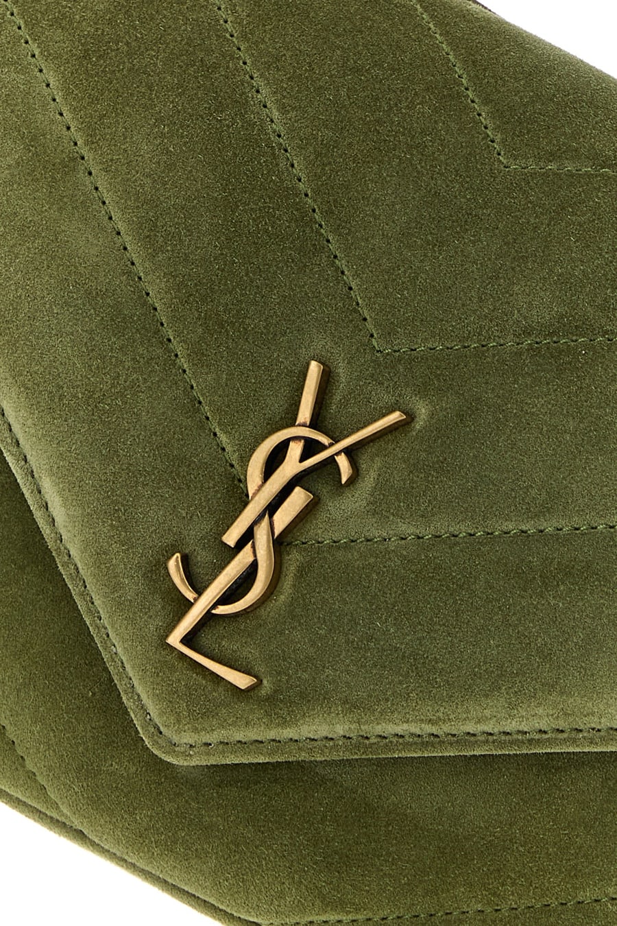 Saint Laurent Borsa a tracolla LouLou Toy in pelle scamosciata verde, view 4