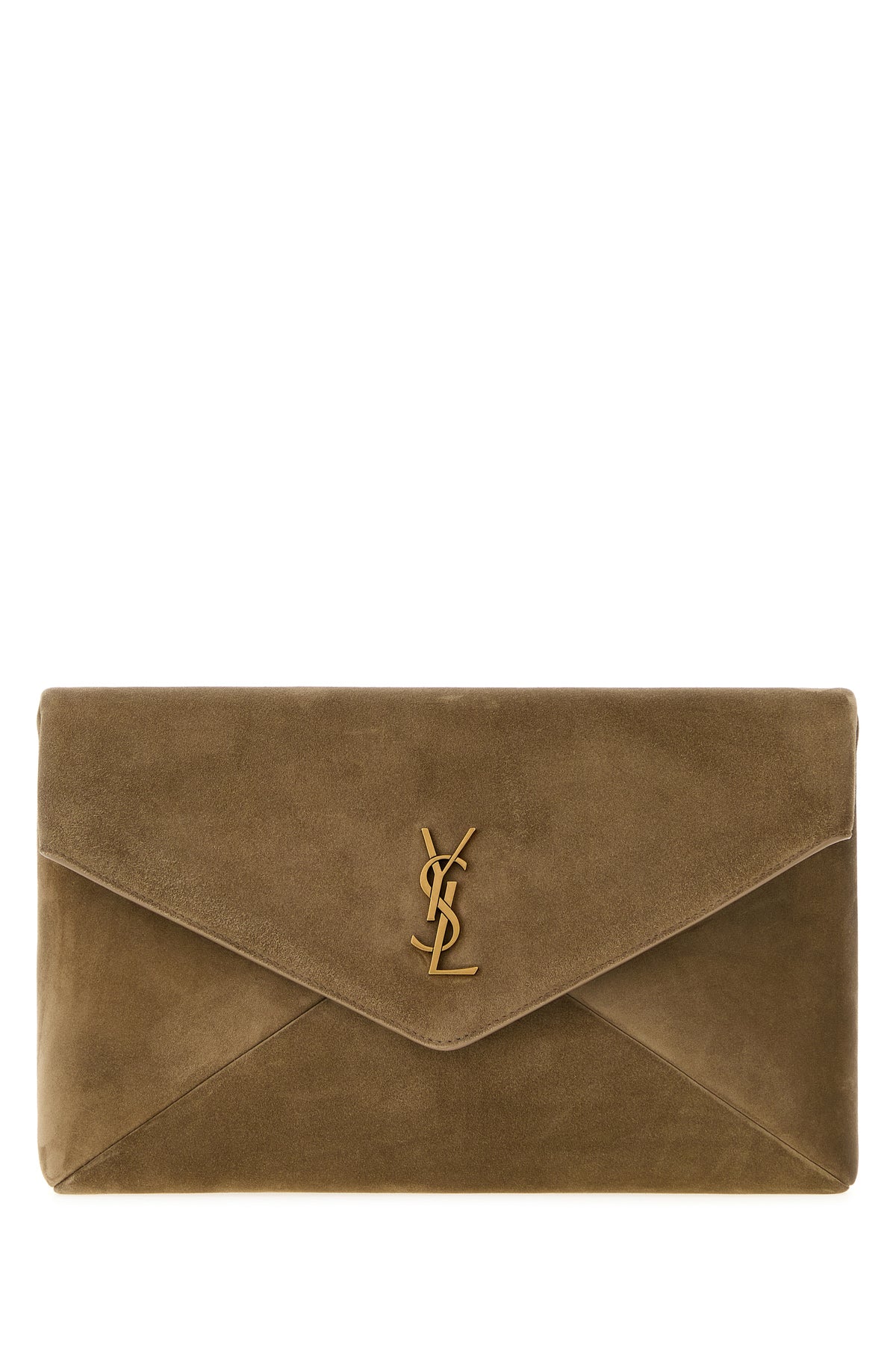 Saint Laurent Cutch Envelope grande in pelle scamosciata cappuccino