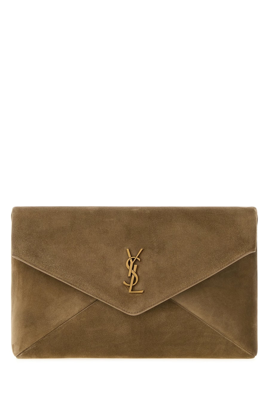 Saint Laurent Cutch Envelope grande in pelle scamosciata cappuccino