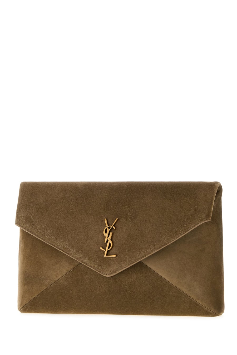 Saint Laurent Cutch Envelope grande in pelle scamosciata cappuccino, view 2