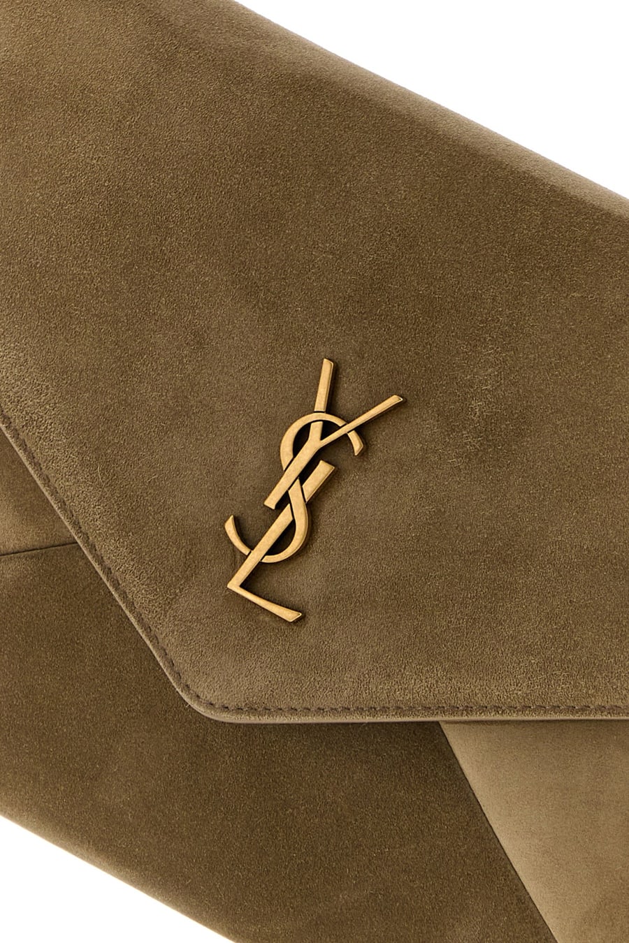 Saint Laurent Cutch Envelope grande in pelle scamosciata cappuccino, view 4