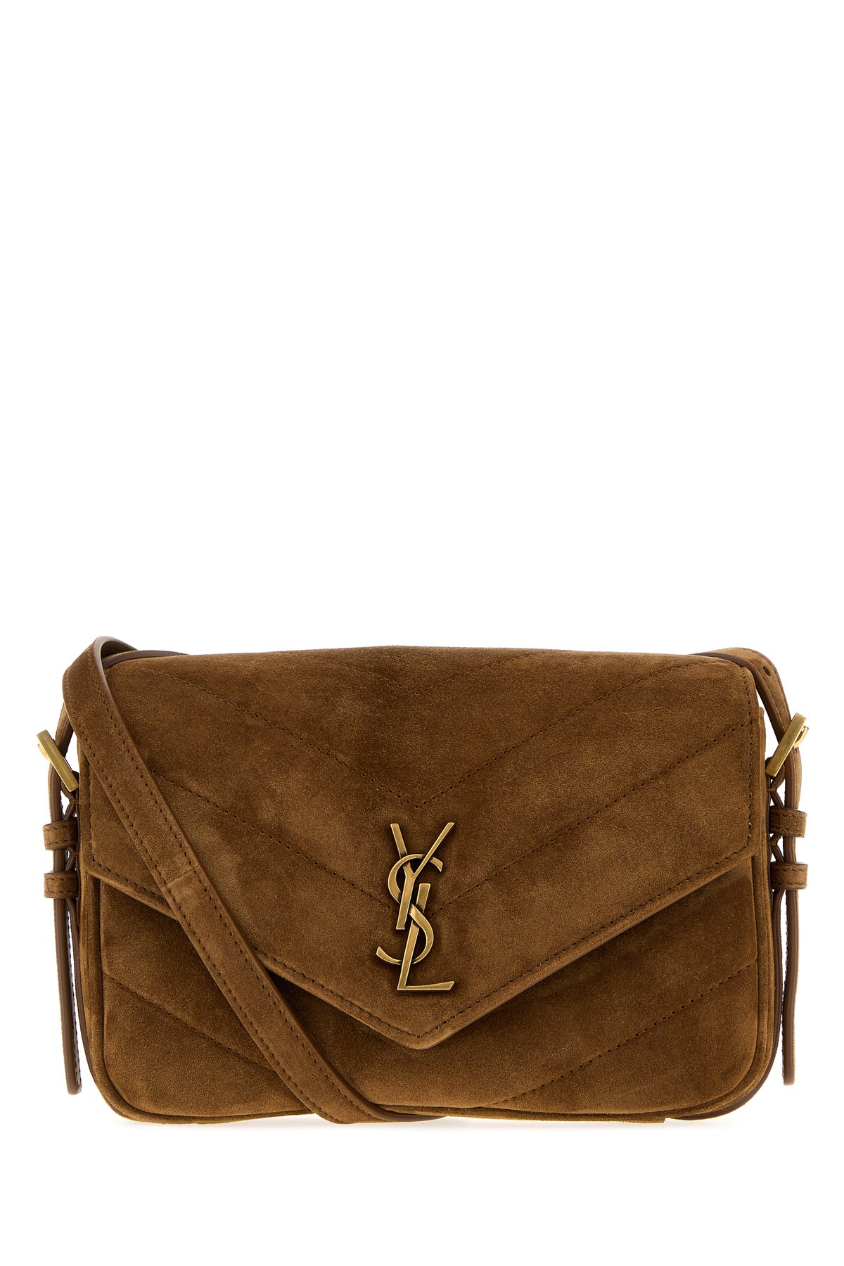 Saint Laurent Borsa a tracolla LouLou Toy in pelle scamosciata cammello