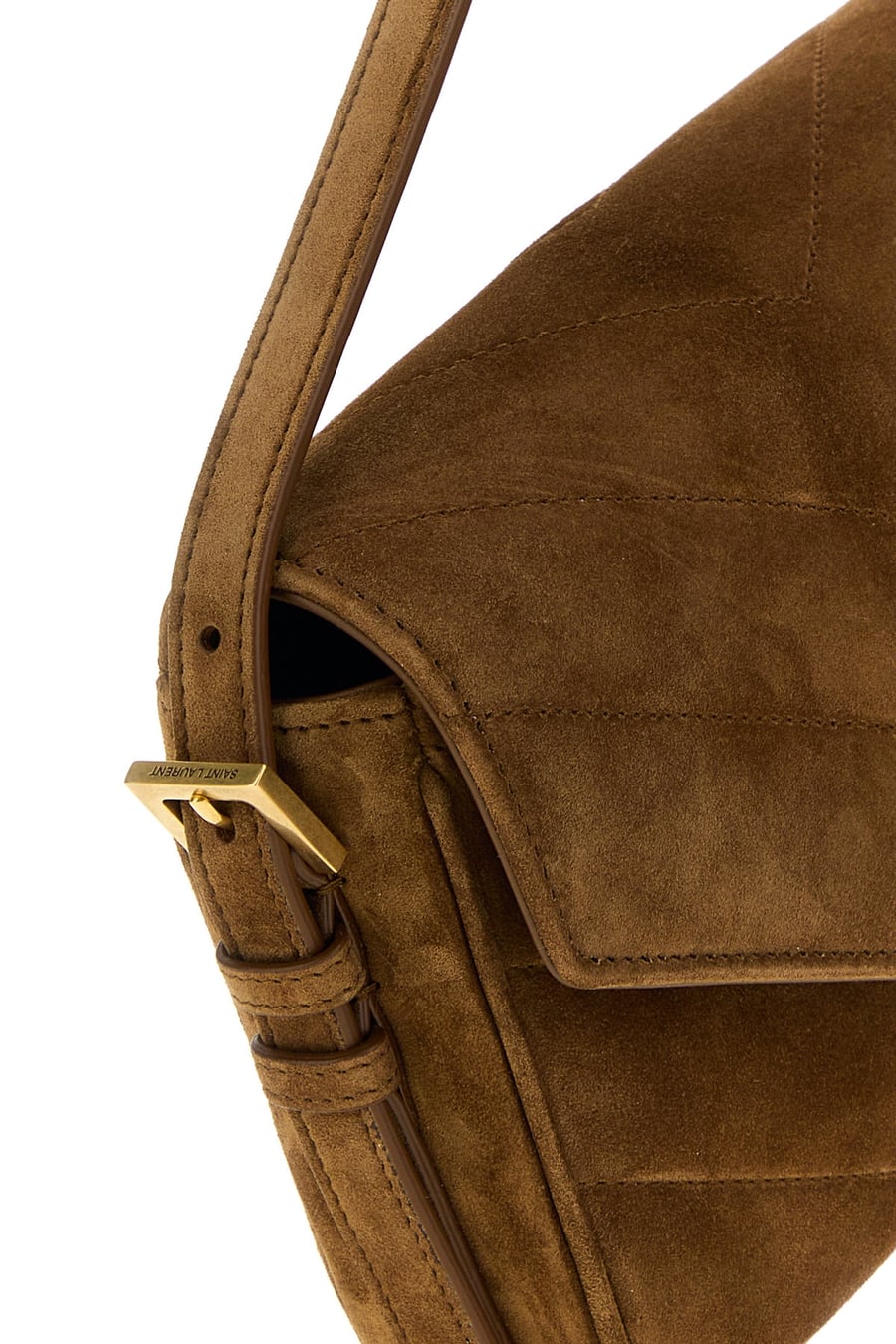 Saint Laurent Borsa a tracolla LouLou Toy in pelle scamosciata cammello, view 4