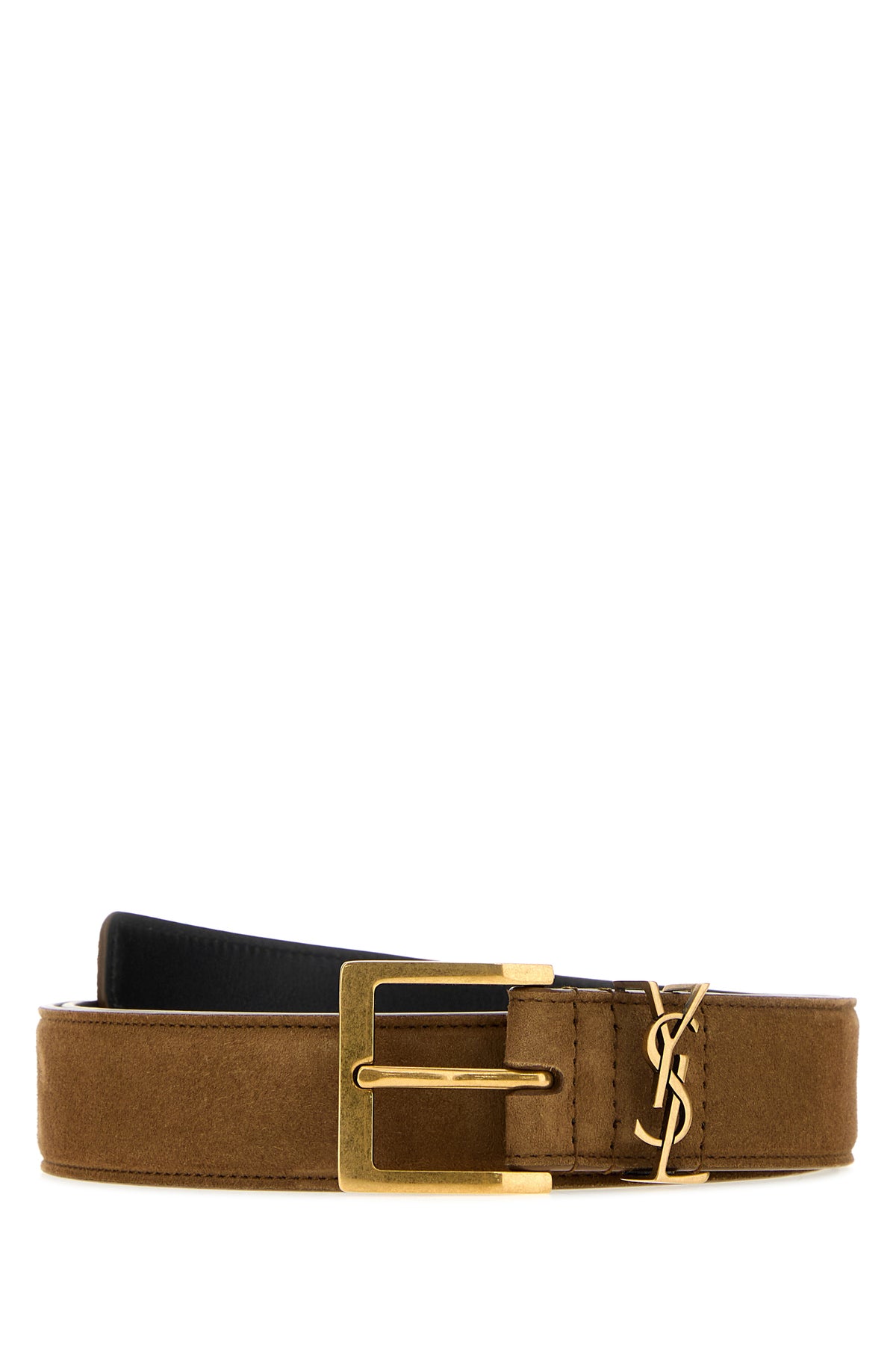 Saint Laurent Cintura in pelle scamosciata cammello
