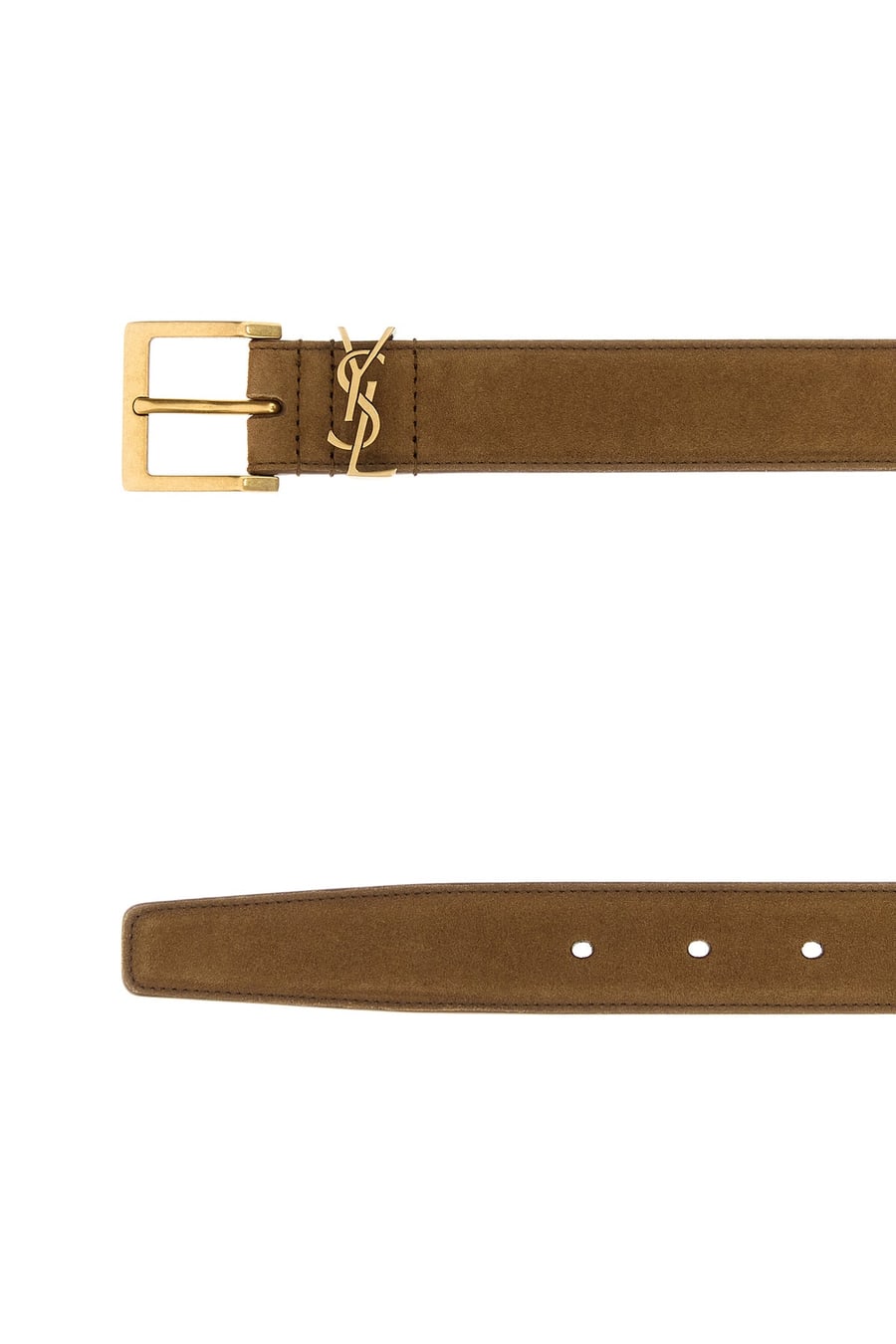 Saint Laurent Cintura in pelle scamosciata cammello, view 2