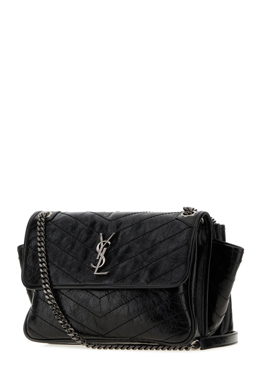 Saint Laurent Borsa a spalla Niki Tripouch in pelle nera, view 2