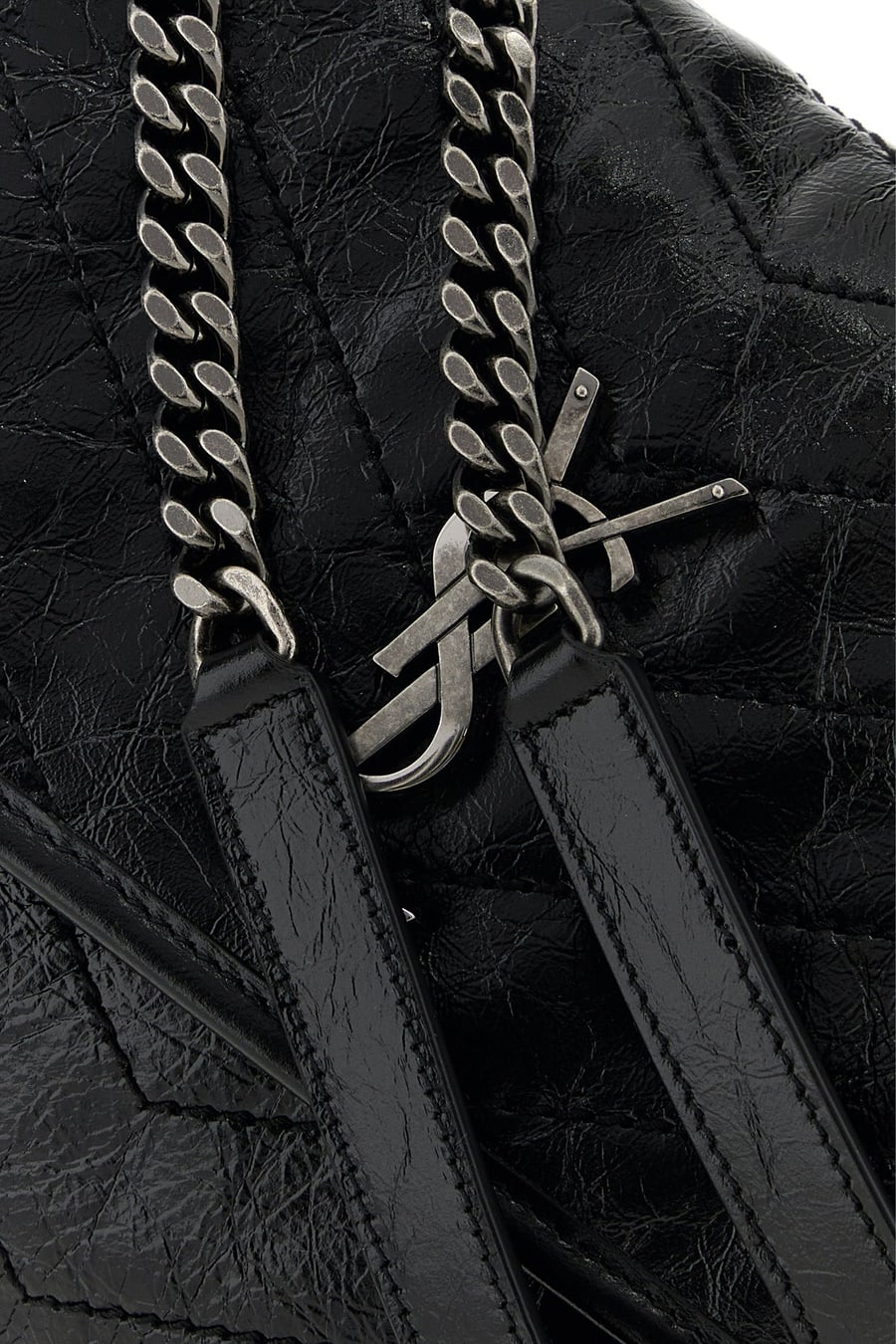 Saint Laurent Borsa a spalla Niki Tripouch in pelle nera, view 4