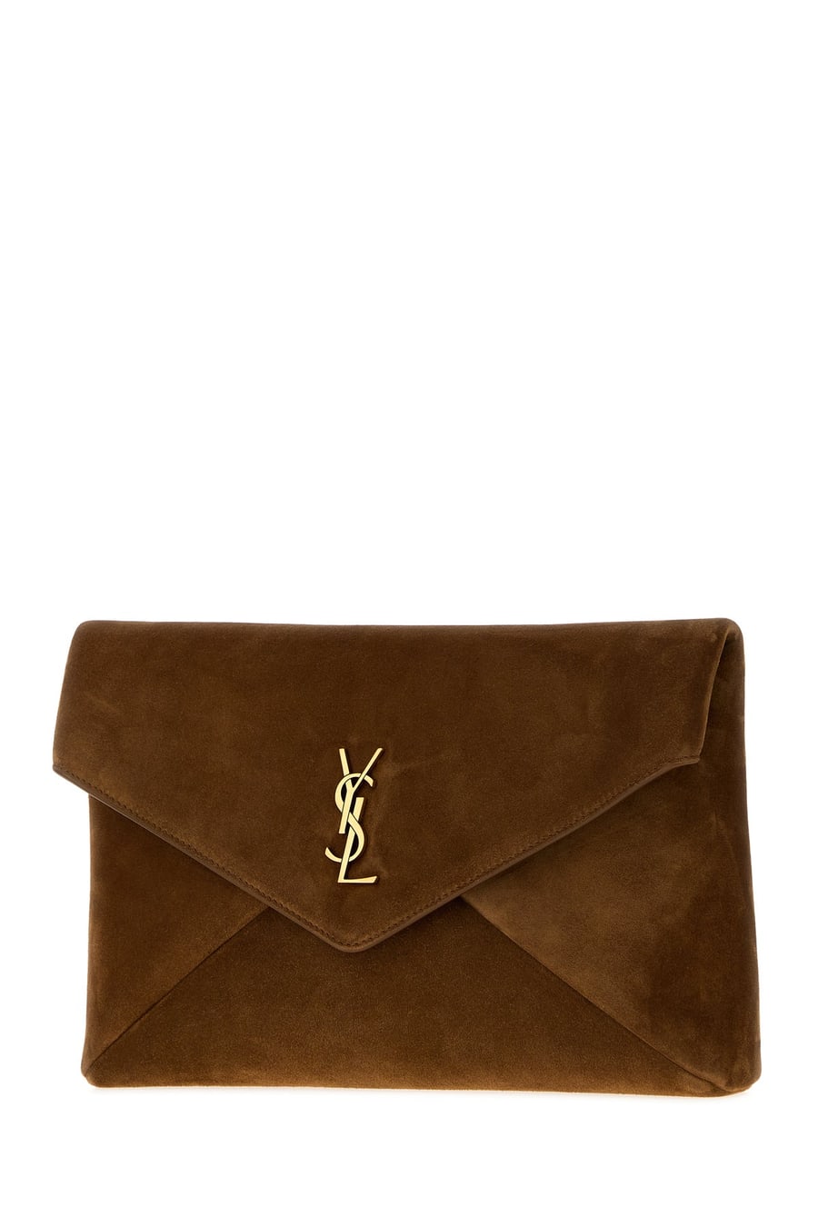 Saint Laurent Cutch Envelope grande in pelle scamosciata marrone, view 2