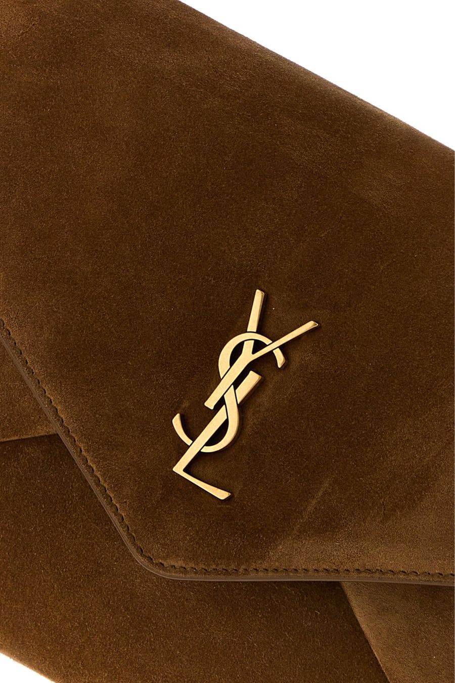 Saint Laurent Cutch Envelope grande in pelle scamosciata marrone, view 4