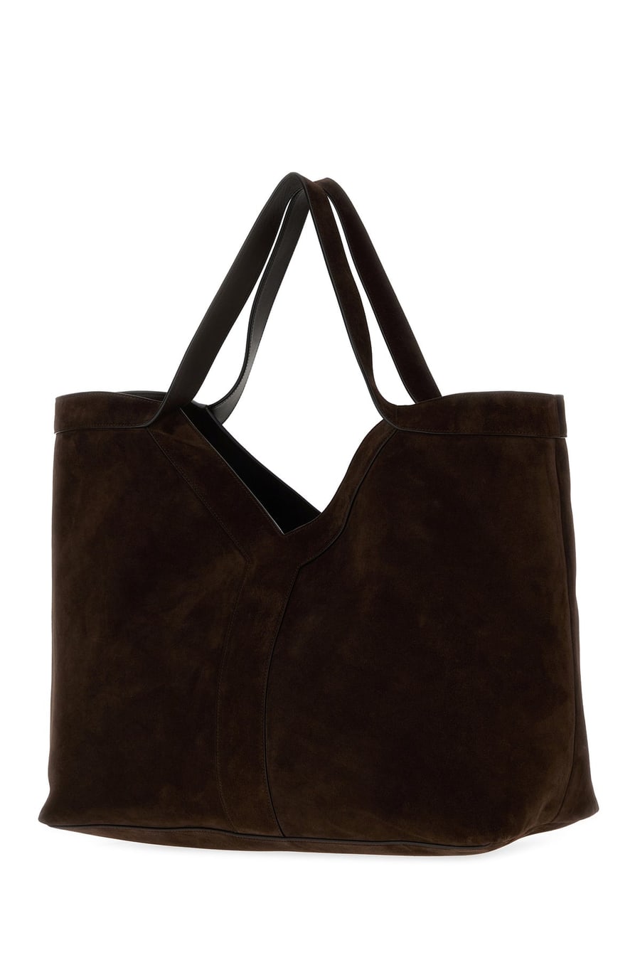 Saint Laurent Borsa shopping Y grande in pelle scamosciata testa di moro, view 2