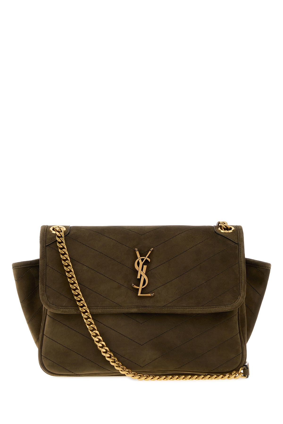 Saint Laurent Borsa a spalla Niki Tripouch in pelle scamosciava verde militare