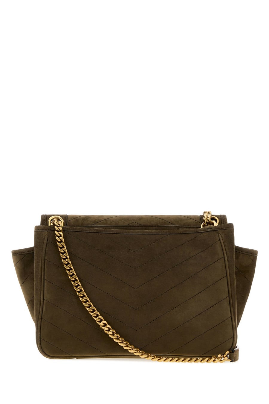 Saint Laurent Borsa a spalla Niki Tripouch in pelle scamosciava verde militare, view 3