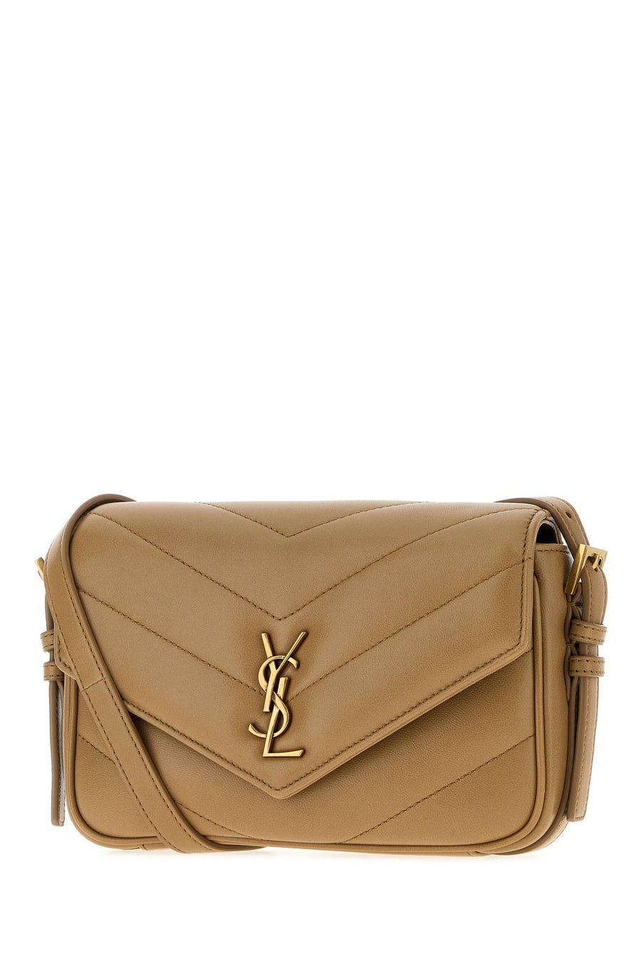 Saint Laurent Borsa a tracolla LouLou Toy in pelle beige, view 2