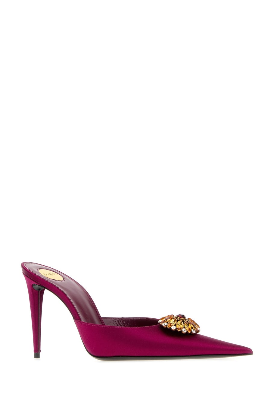 Saint Laurent Sabot Cosmo in raso fucsia, view 2