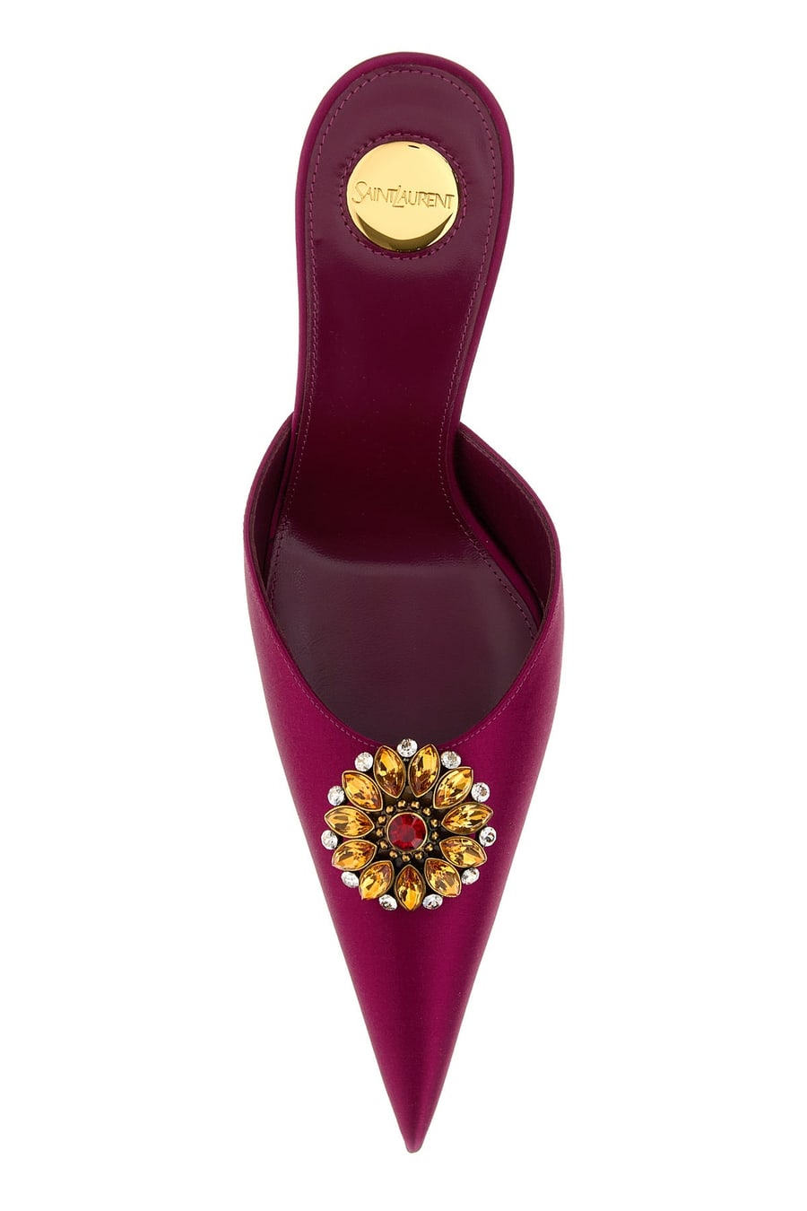 Saint Laurent Sabot Cosmo in raso fucsia, view 4