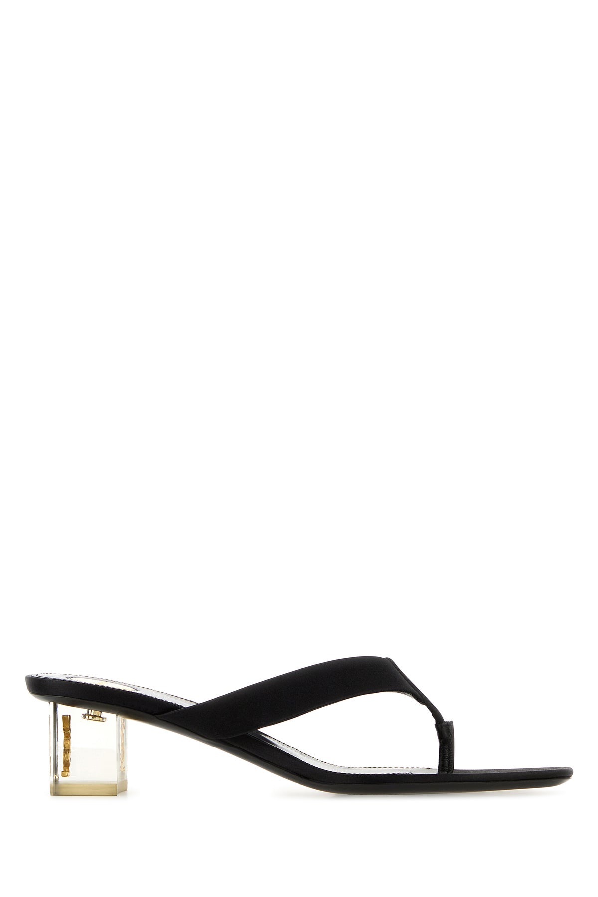 Saint Laurent Sabot infradito Frida in raso nero