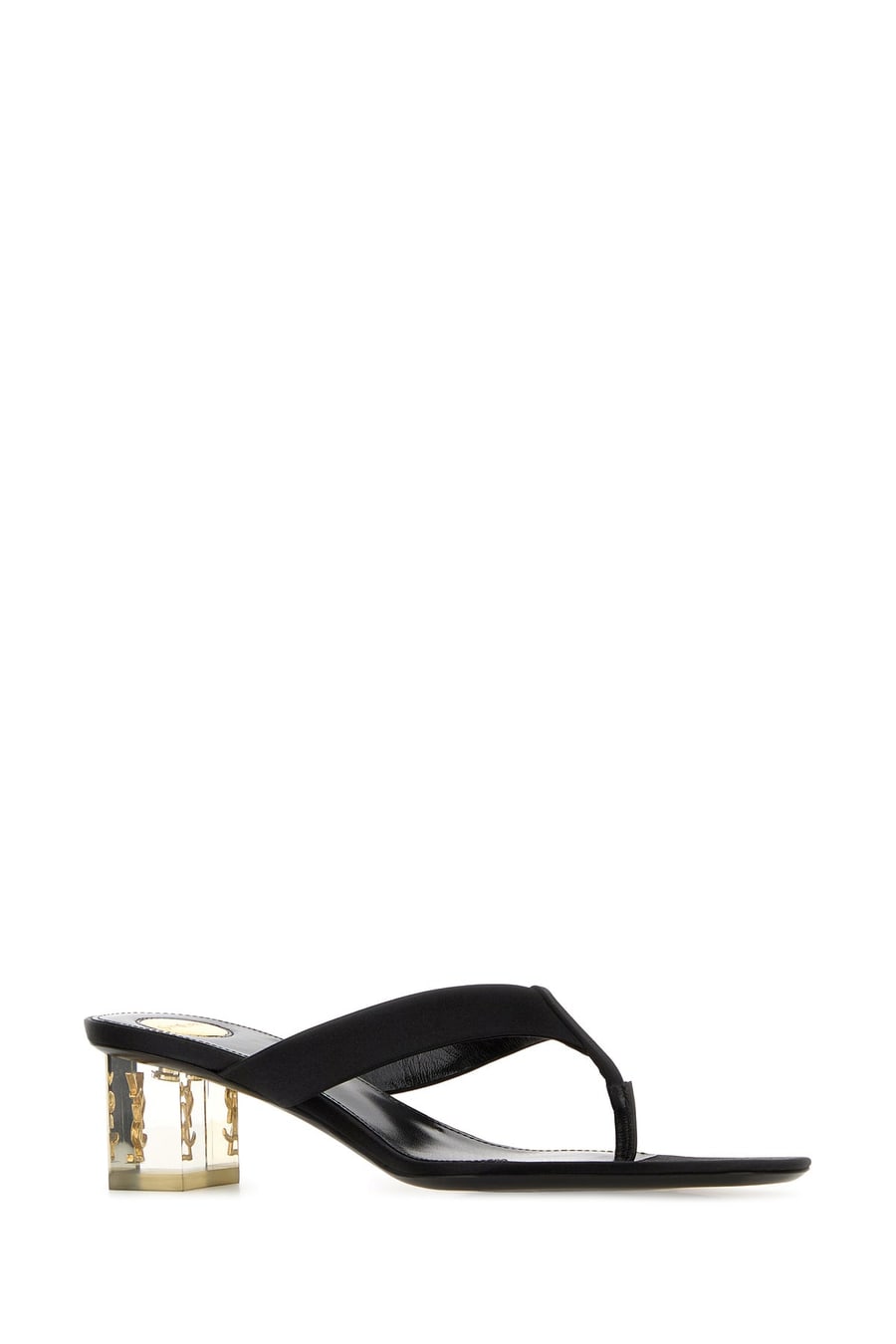 Saint Laurent Sabot infradito Frida in raso nero, view 2