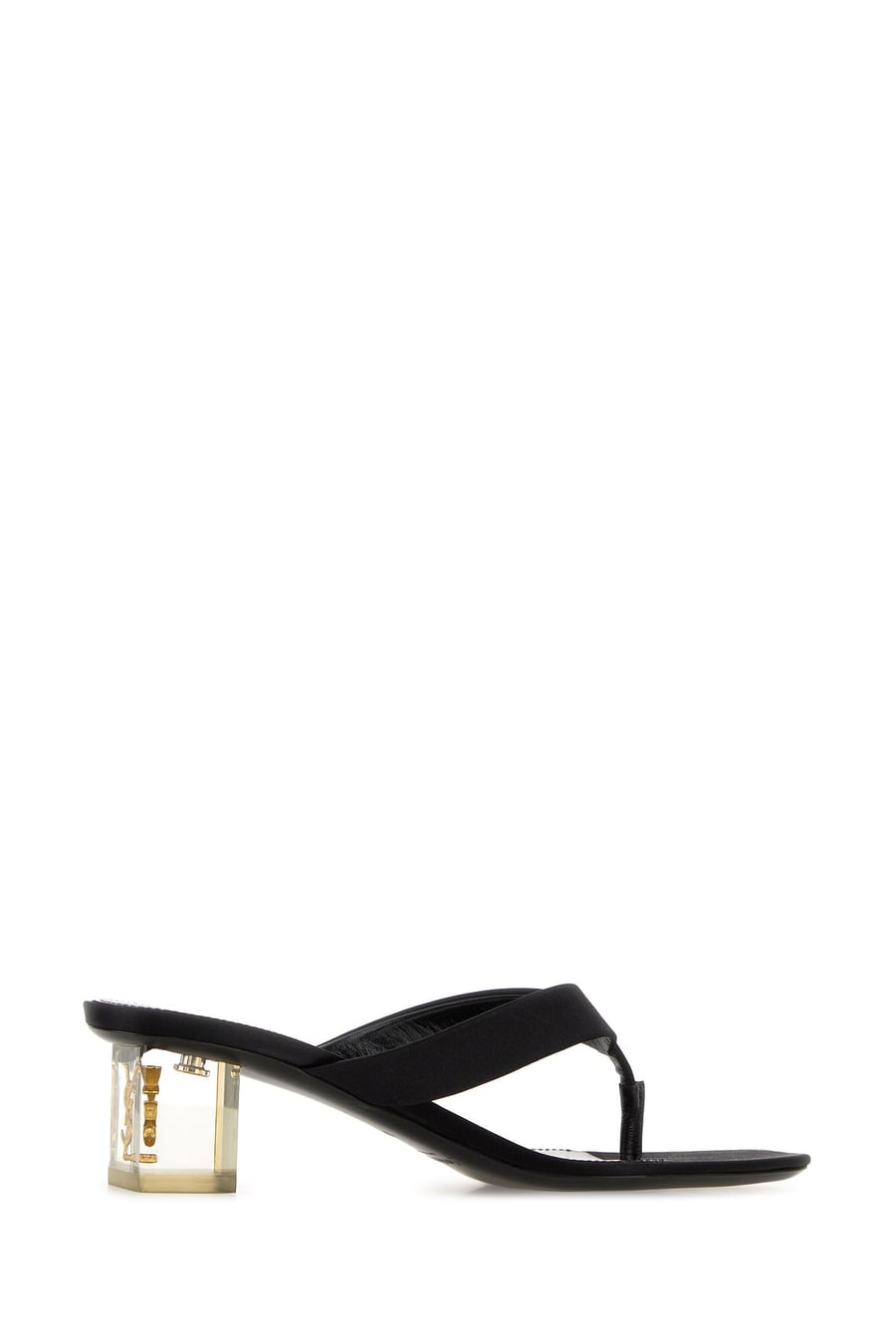 Saint Laurent Sabot infradito Frida in raso nero, view 3