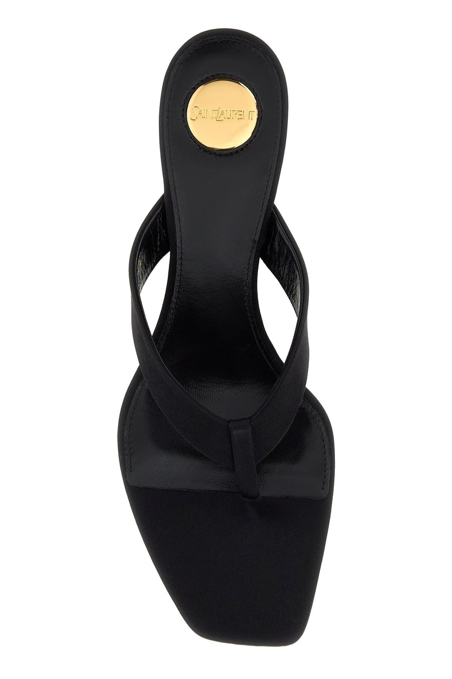 Saint Laurent Sabot infradito Frida in raso nero, view 4