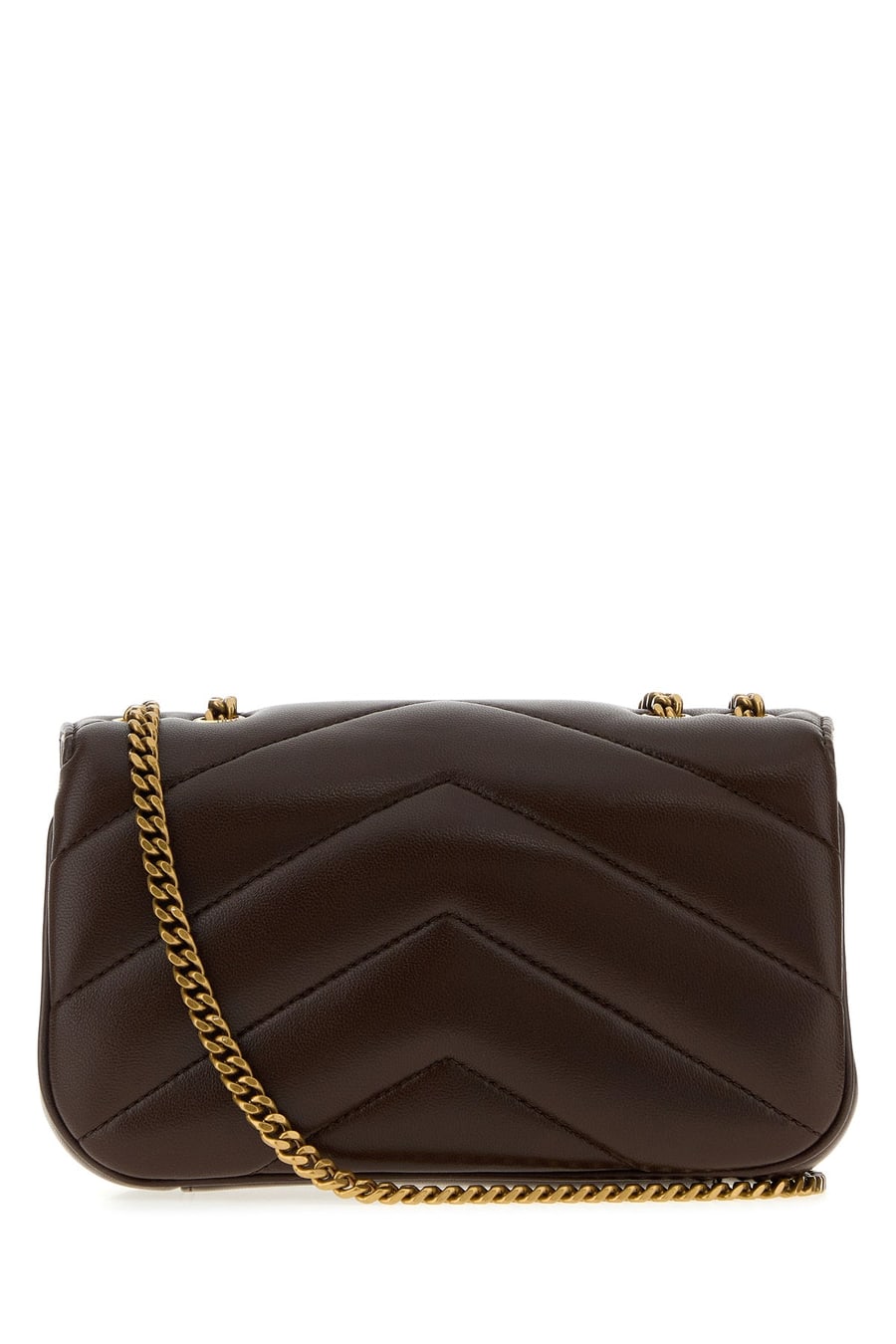 Saint Laurent Borsa a spalla LouLou mini in pelle cioccolato, view 3