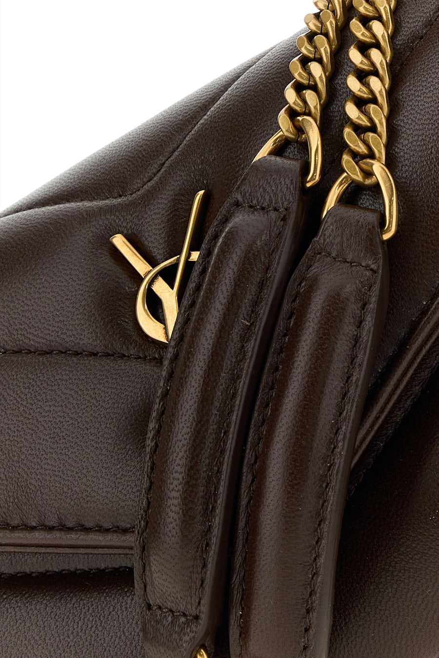 Saint Laurent Borsa a spalla LouLou mini in pelle cioccolato, view 4