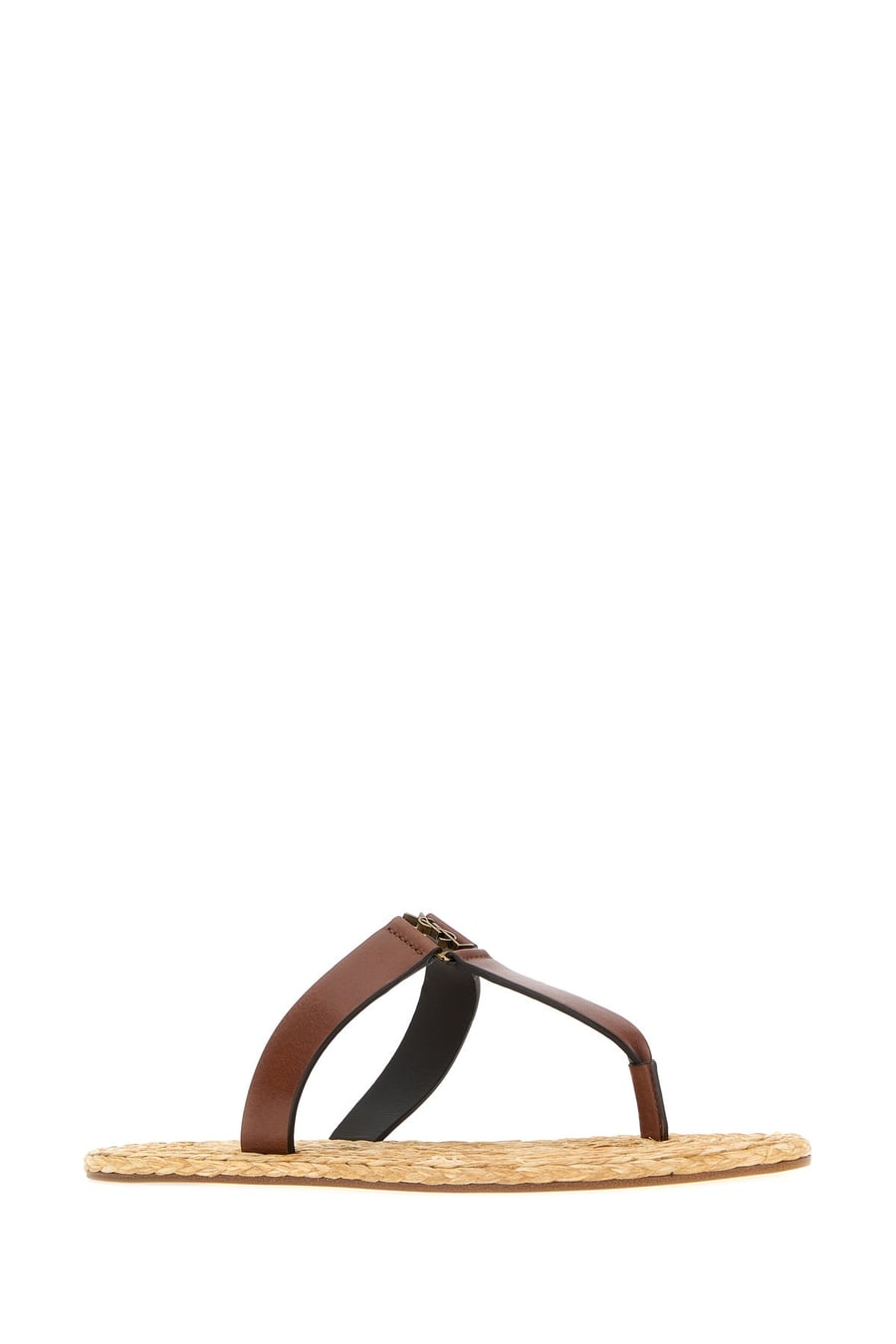 Saint Laurent Slippers infradito Babylone in pelle marrone, view 2