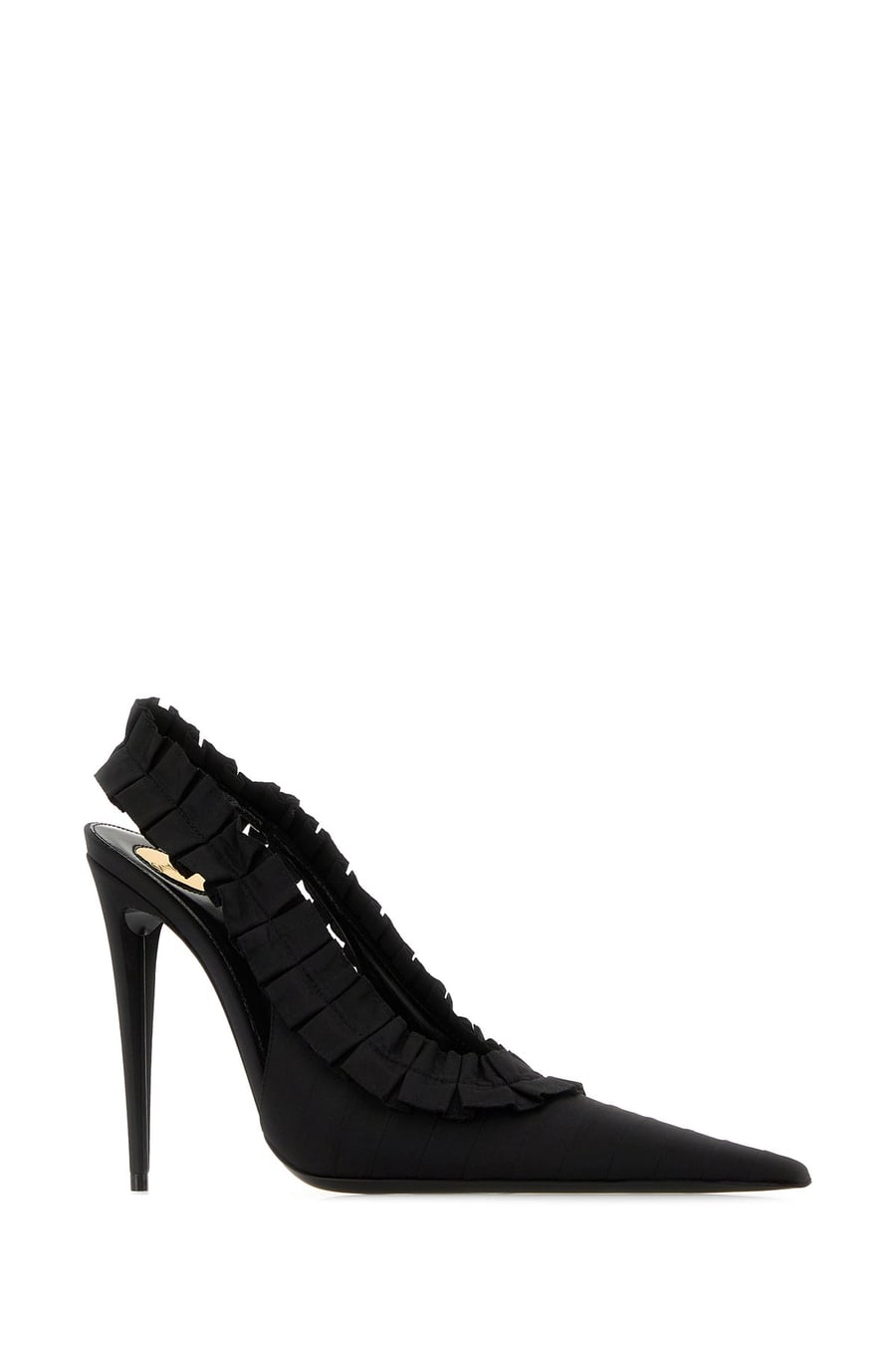 Saint Laurent Scarpe con tacco Madeleine in taffetà nera, view 2