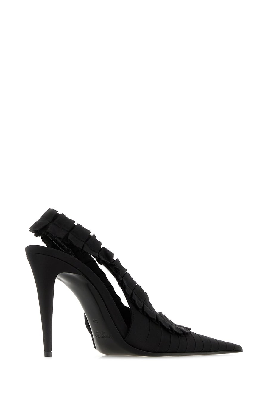 Saint Laurent Scarpe con tacco Madeleine in taffetà nera, view 3