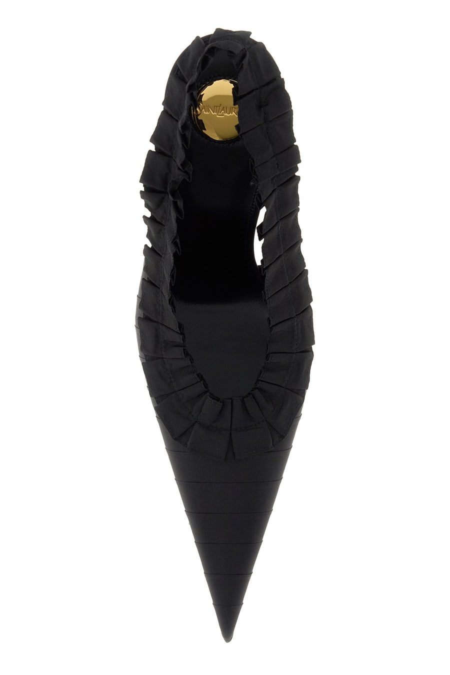 Saint Laurent Scarpe con tacco Madeleine in taffetà nera, view 4