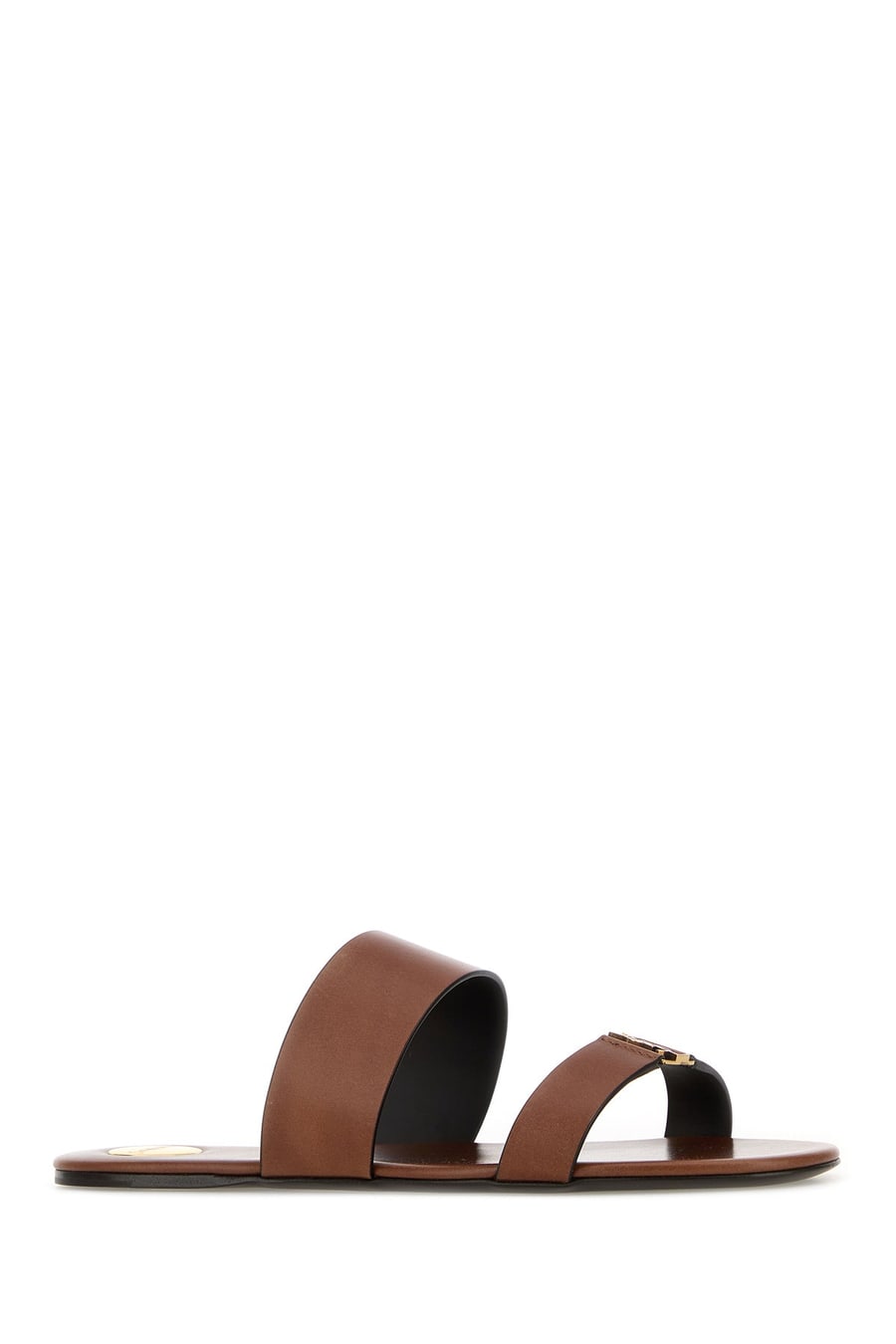 Saint Laurent Slippers Babylone in pelle marrone, view 2