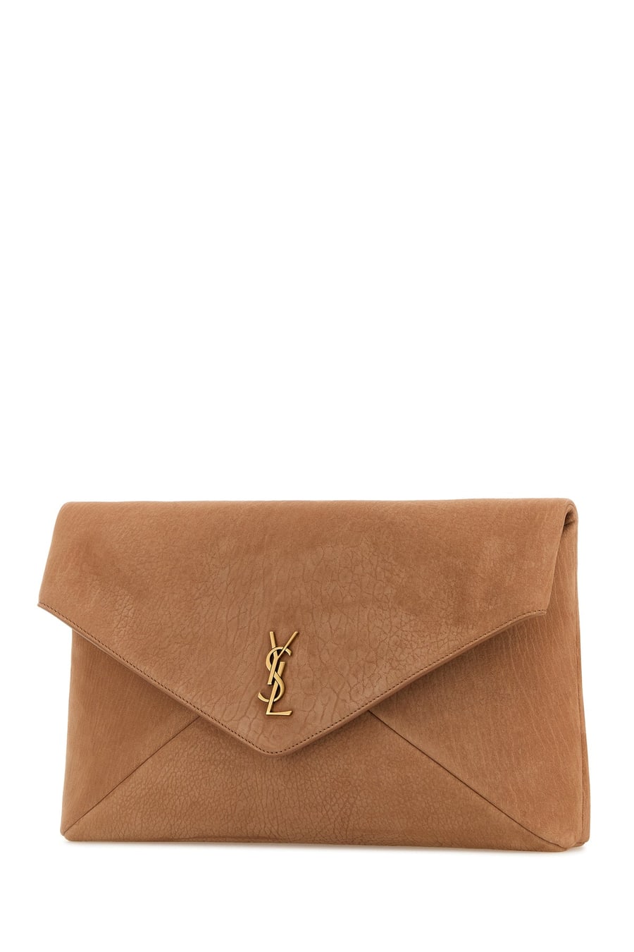 Saint Laurent Clutch Envelope in pelle scamosciata rosa antico, view 2