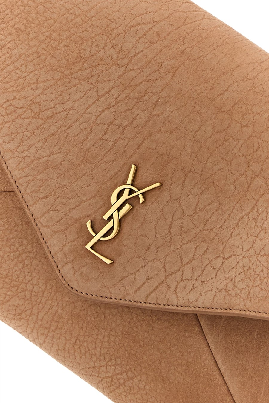 Saint Laurent Clutch Envelope in pelle scamosciata rosa antico, view 4