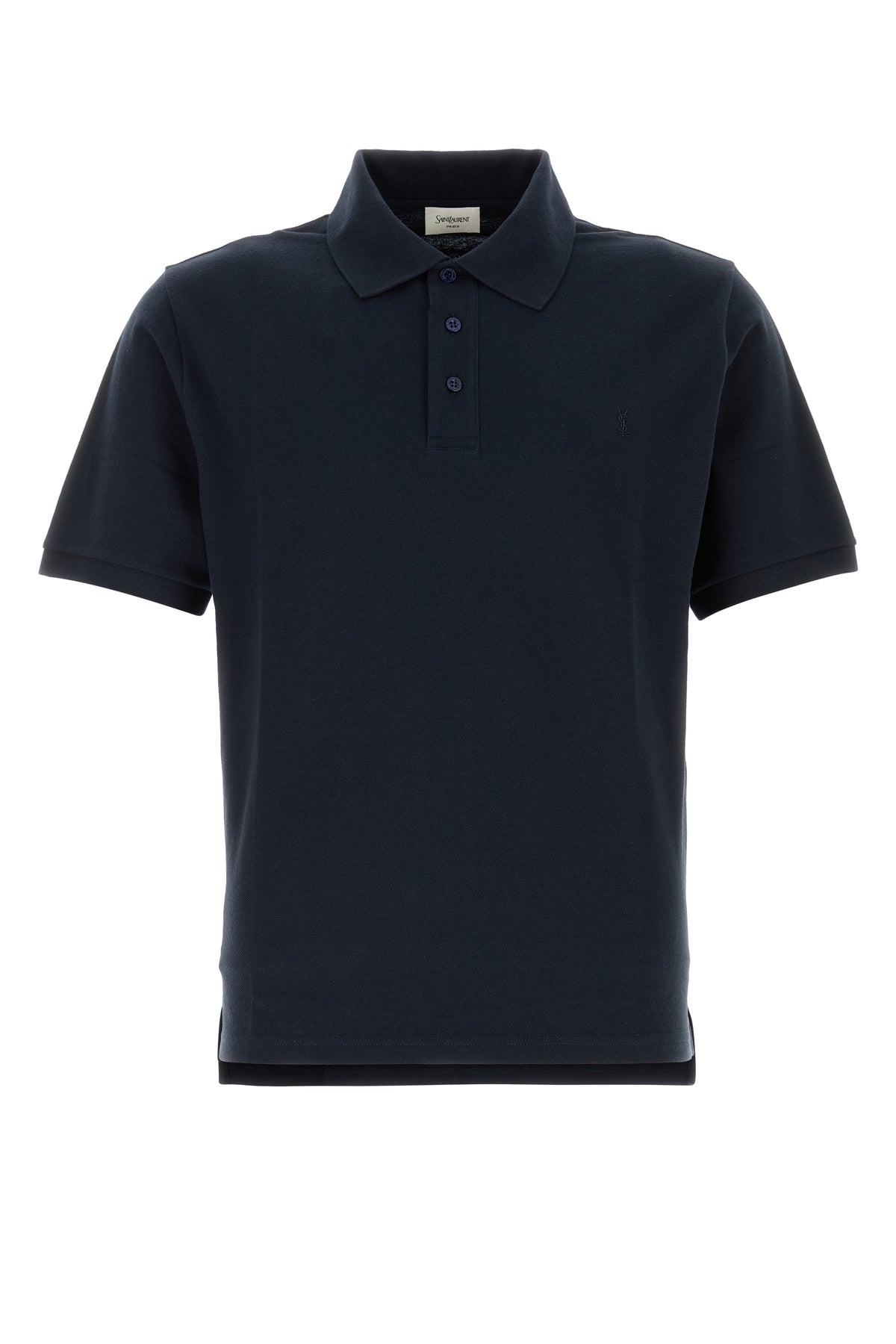 Saint Laurent Polo in piquet blu notte