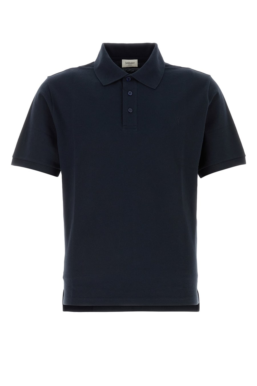 Saint Laurent Polo in piquet blu notte