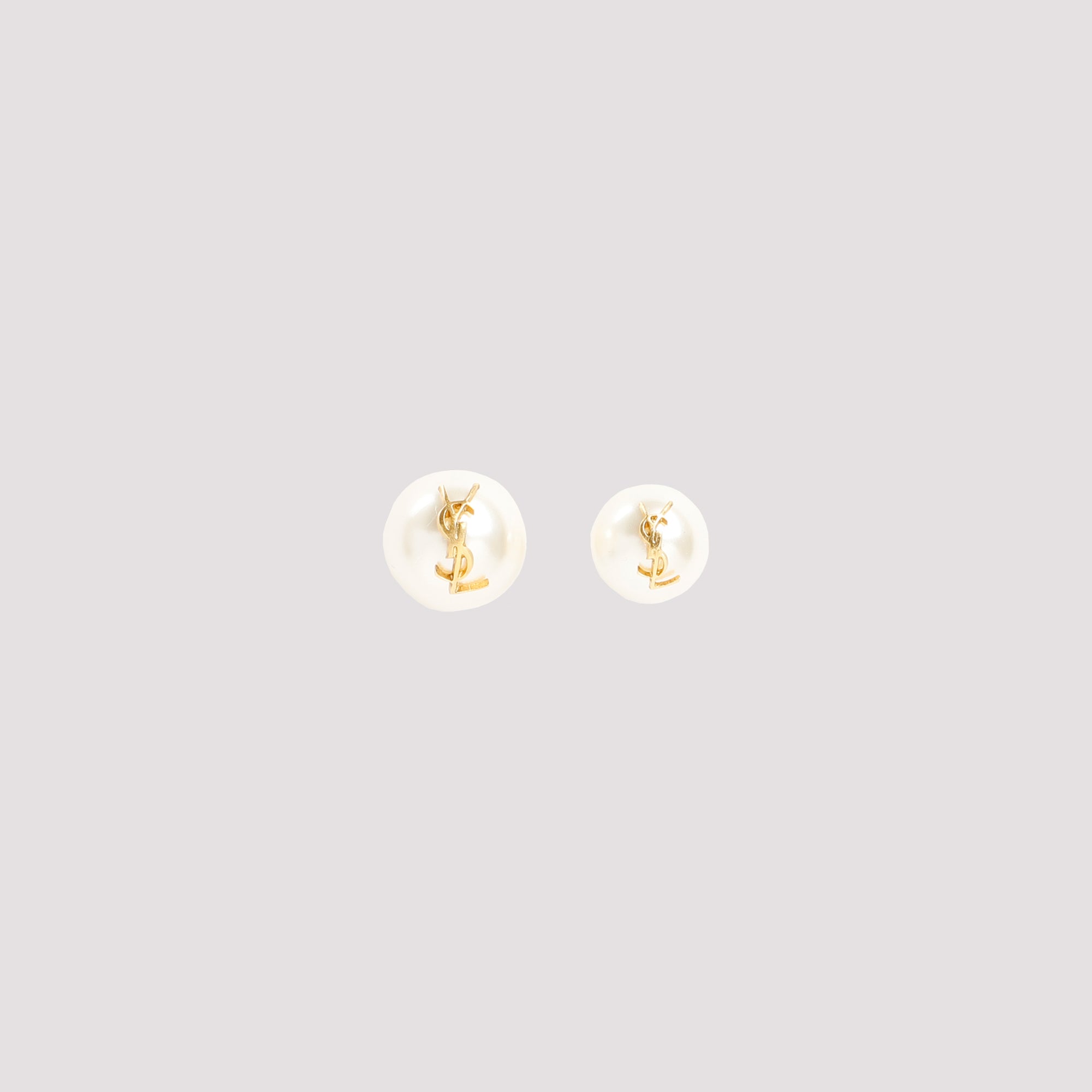 Saint Laurent Saint Laurent Pearl Earrings with Monogram