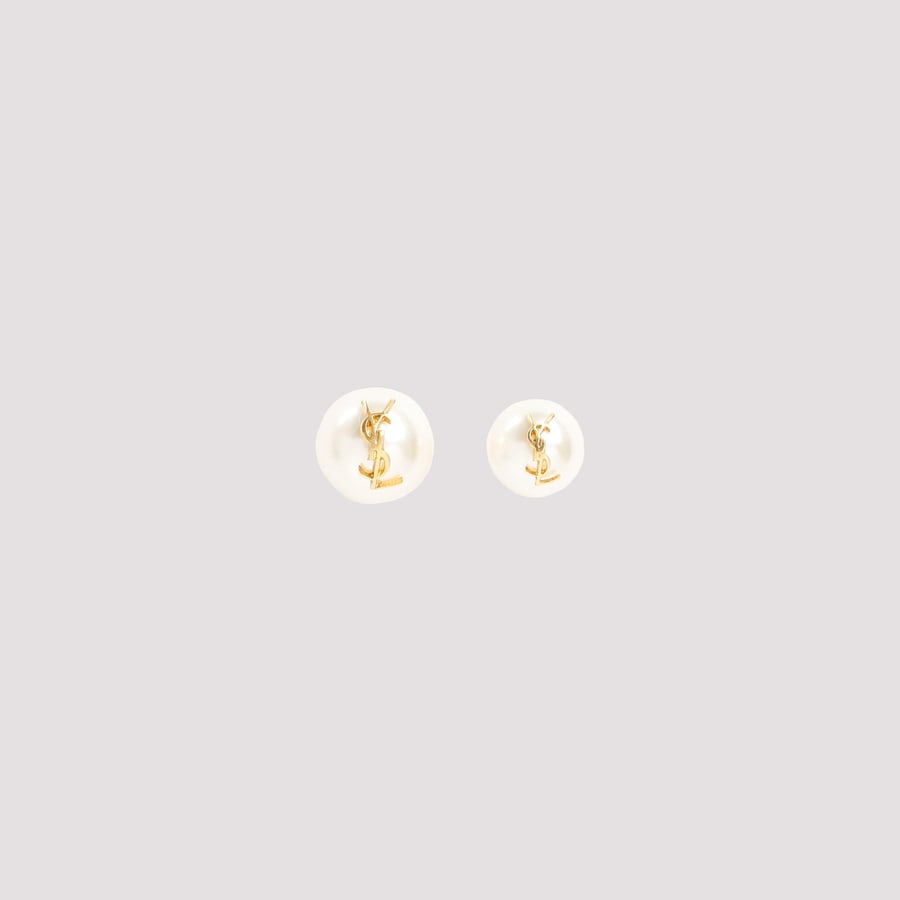 Saint Laurent Saint Laurent Pearl Earrings with Monogram
