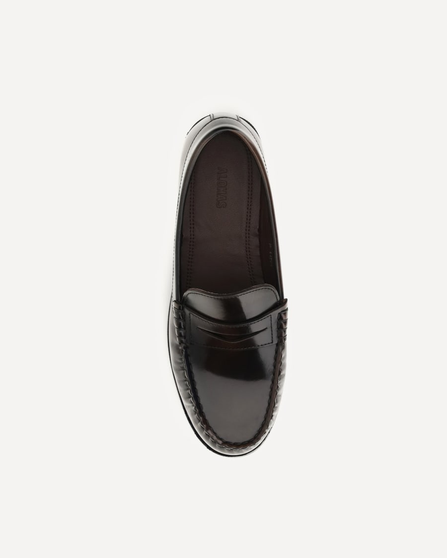 ALOHAS Rivet Vintage brushed leather Loafers, view 6