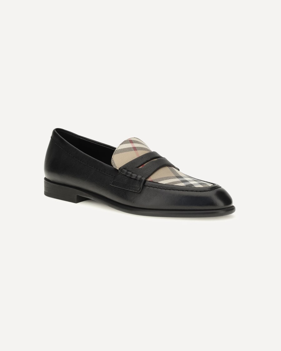Burberry Opal leather and Check Loafers, view 4