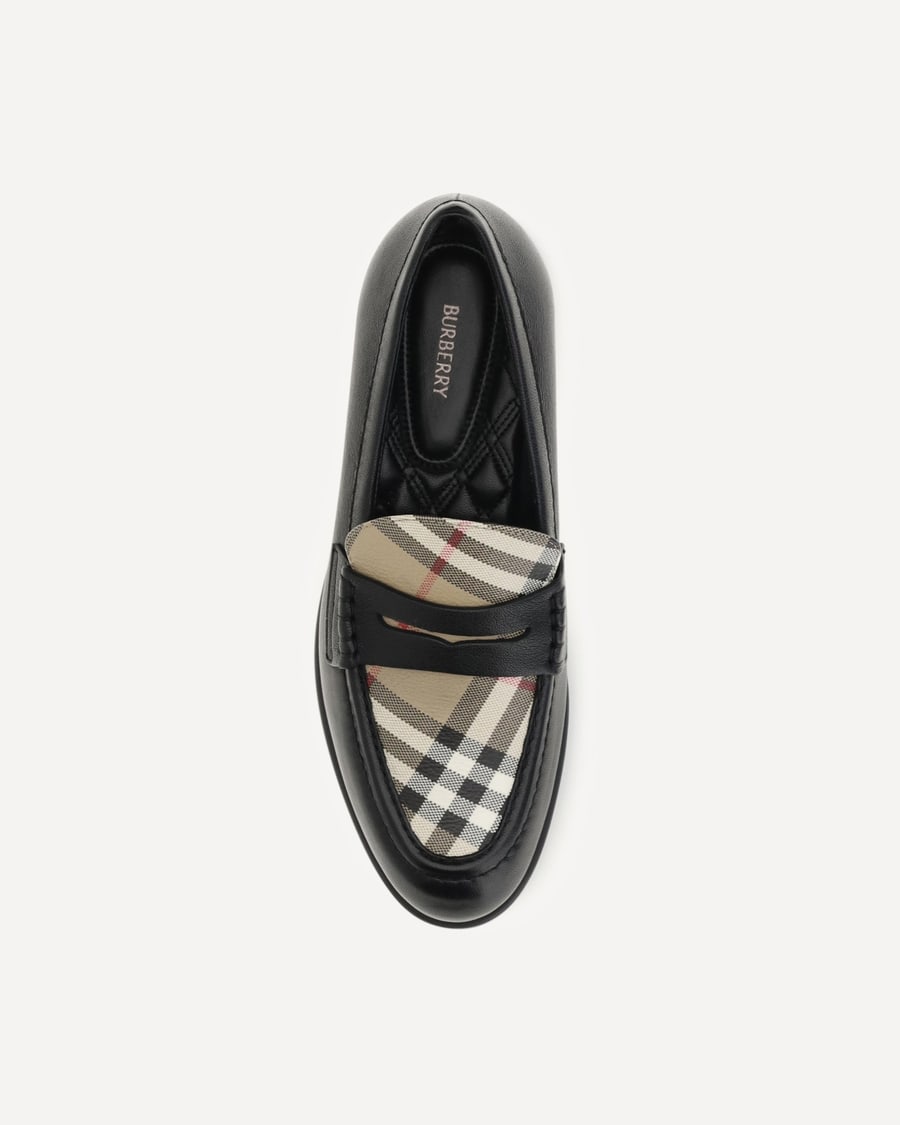 Burberry Opal leather and Check Loafers, view 6