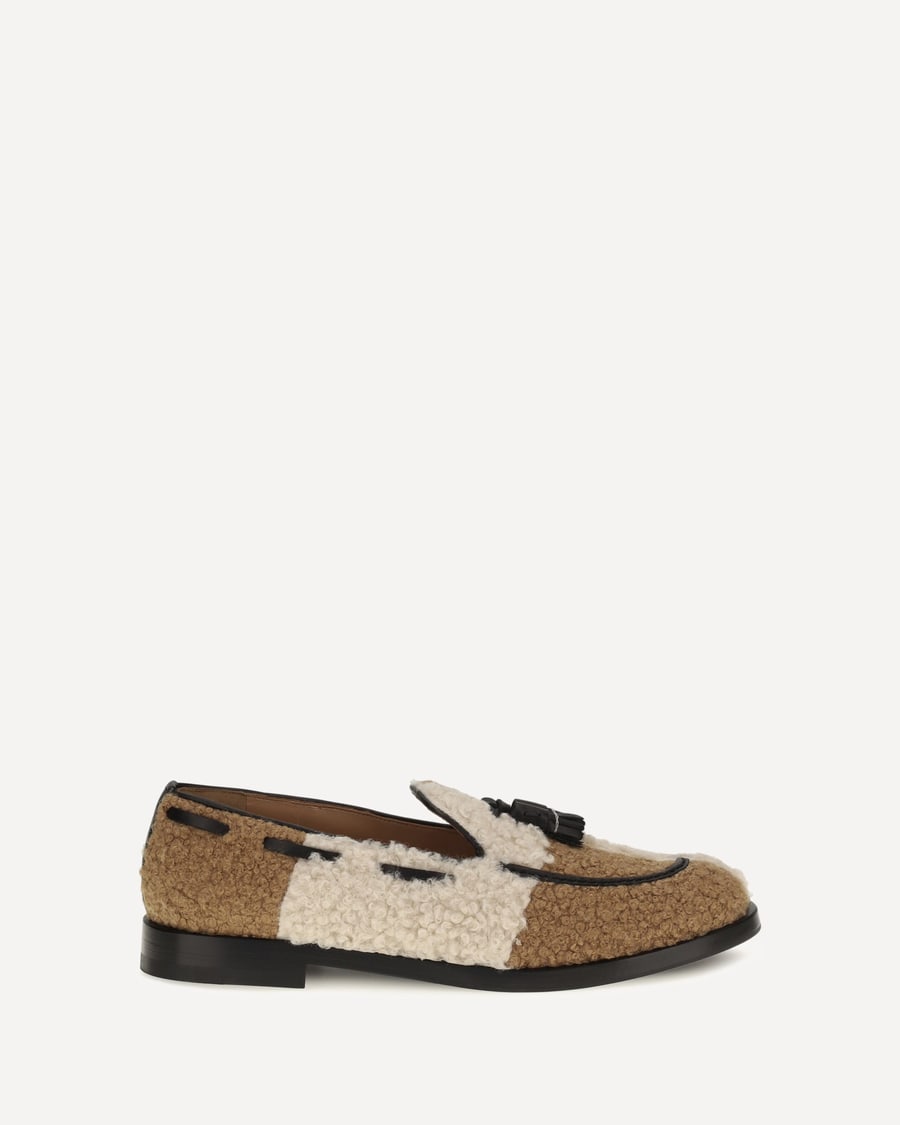 FRATELLI ROSSETTI Two-tone bouclé-effect Loafers