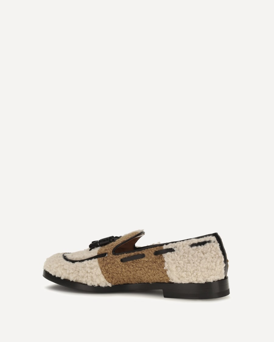 FRATELLI ROSSETTI Two-tone bouclé-effect Loafers, view 2