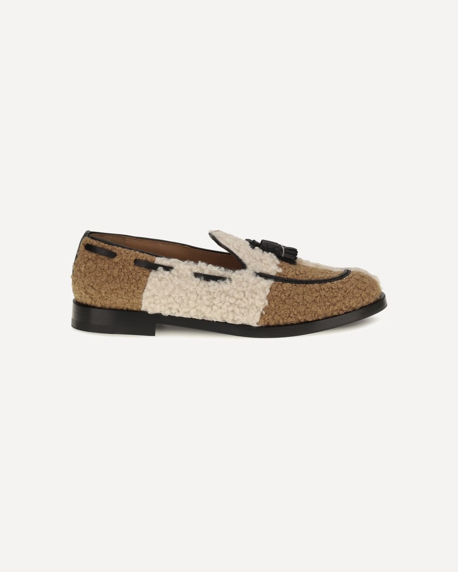 FRATELLI ROSSETTI Two-tone bouclé-effect Loafers, view 3
