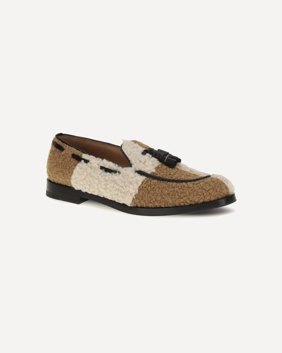 FRATELLI ROSSETTI Two-tone bouclé-effect Loafers, view 4