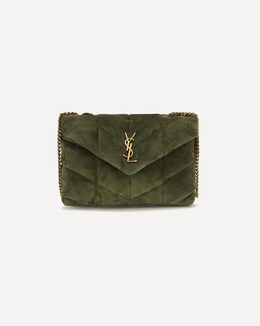 Saint Laurent LouLou Puffer Toy suede Shoulder Bag, view 3