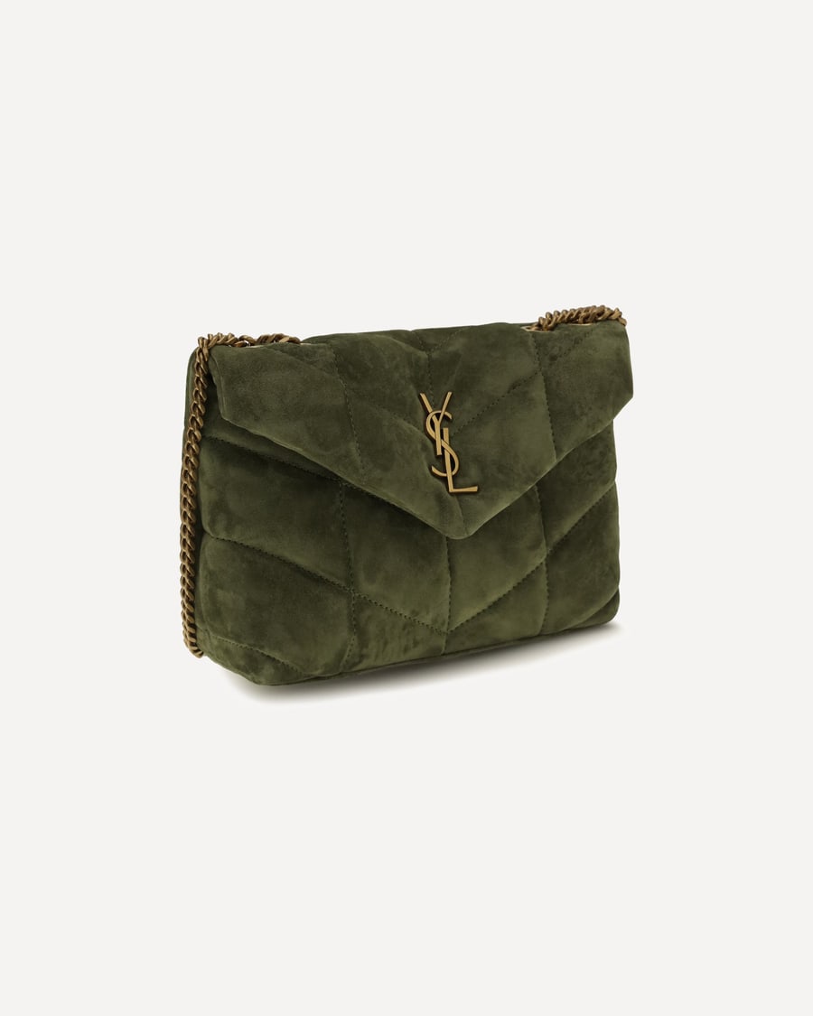 Saint Laurent LouLou Puffer Toy suede Shoulder Bag, view 4