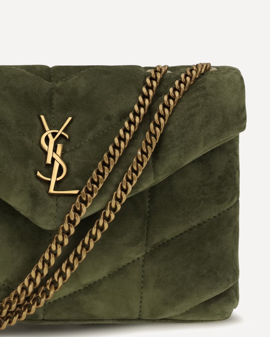 Saint Laurent LouLou Puffer Toy suede Shoulder Bag, view 6